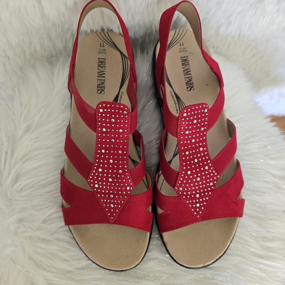 Dream Pairs Red Rhinestone Sandals - Picture 5 of 8